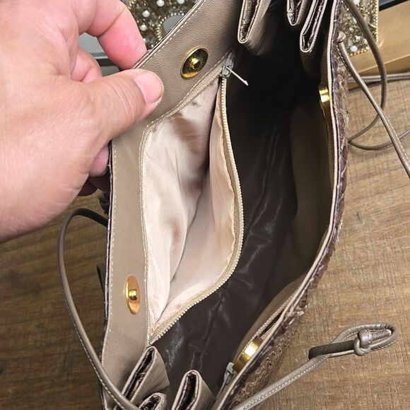 Vintage Robert Bestien Snakeskin Patterned Brown Purse Bag - Picture 8 of 9